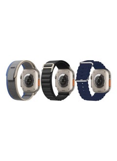 NIBEMINENT 3Pack for Apple Watch Band 49mm 45mm 44mm 42mm Alpine Loop Band, Trail Ocean Compatible with Ultra/8/7/SE/6/5/4/3/2/1 Dark Blue/Black/Dark Grey  - Image 1