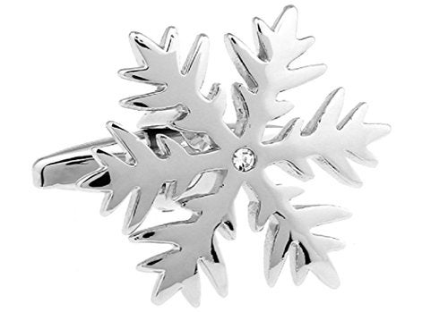 MRCUFF Snowflake Winter Christmas Pair Cufflinks in a Presentation Gift Box & Polishing Cloth - Image 1