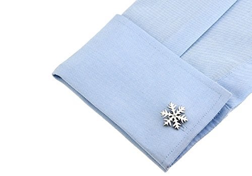 MRCUFF Snowflake Winter Christmas Pair Cufflinks in a Presentation Gift Box & Polishing Cloth - Image 3