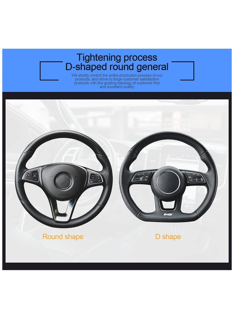 SOLARAE Leather Steering Wheel Cover, Auto Car Stretch Steering Wheel Protector, Universal 15 Inch Anti-Slip Breathable Microfiber Odorless Steering Wheel Cover for Men Women Fit for Most Cars (Black/White) - Image 4