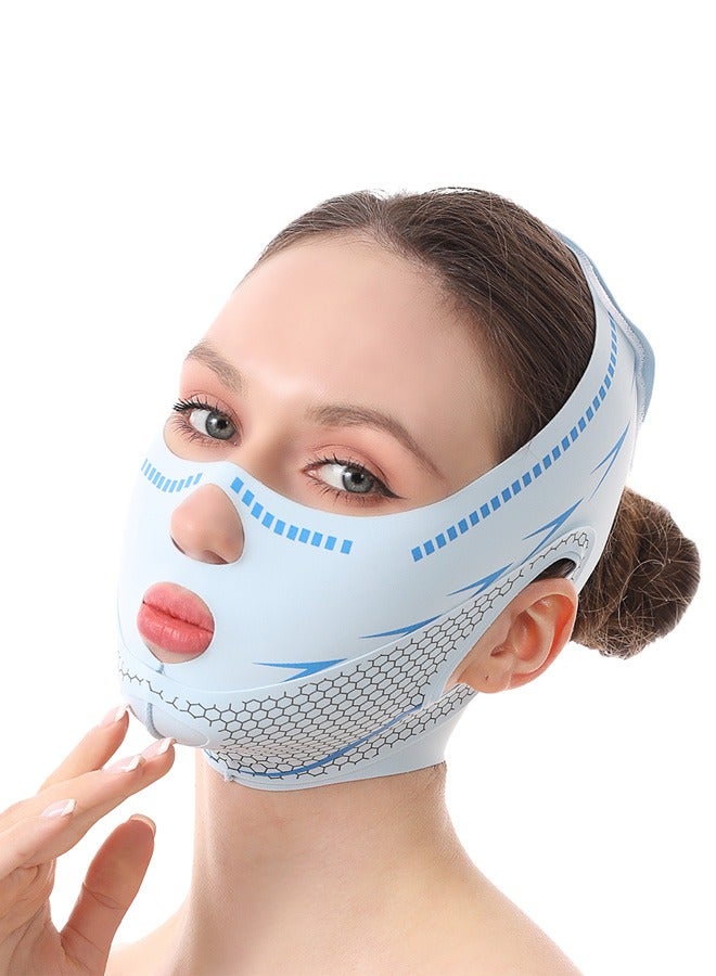 Uptyia Graphene V-Line Face Slimmer & Chin Strap for Sleeping - 3D Jaw Exerciser & Neck Lift Tape, Breathable Ice Silk Face Lift Mask for Double Chin Reduction, Facial Contouring & Sagging Cheeks - Image 1