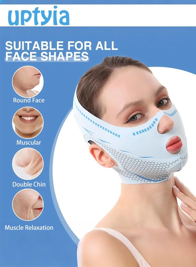 Uptyia Graphene V-Line Face Slimmer & Chin Strap for Sleeping - 3D Jaw Exerciser & Neck Lift Tape, Breathable Ice Silk Face Lift Mask for Double Chin Reduction, Facial Contouring & Sagging Cheeks - Image 2