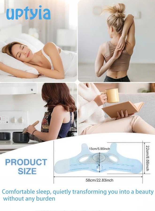 Uptyia Graphene V-Line Face Slimmer & Chin Strap for Sleeping - 3D Jaw Exerciser & Neck Lift Tape, Breathable Ice Silk Face Lift Mask for Double Chin Reduction, Facial Contouring & Sagging Cheeks - Image 4