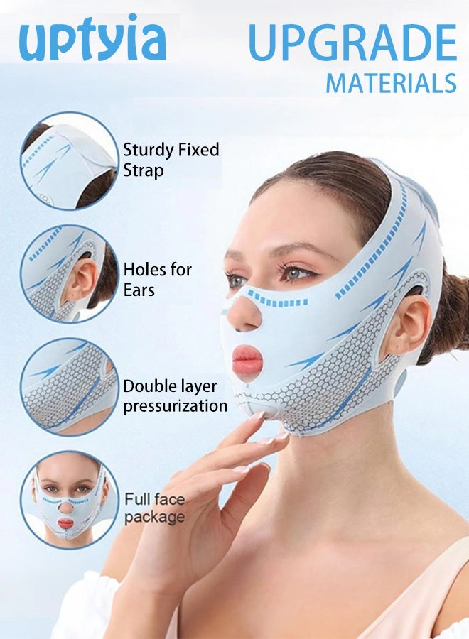 Uptyia Graphene V-Line Face Slimmer & Chin Strap for Sleeping - 3D Jaw Exerciser & Neck Lift Tape, Breathable Ice Silk Face Lift Mask for Double Chin Reduction, Facial Contouring & Sagging Cheeks - Image 5