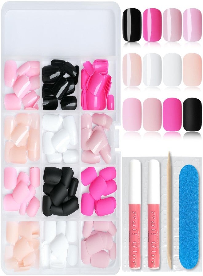 Lifextol 288PC Short Press on Nails Square Fake Nails Press ons with Glue&Adhesive Tabs, 12 Sizes Glossy&Matte Acrylic Nails Press on Nails Pack Glue Nails Short Stick Nails Artificial Fingernails - Image 1