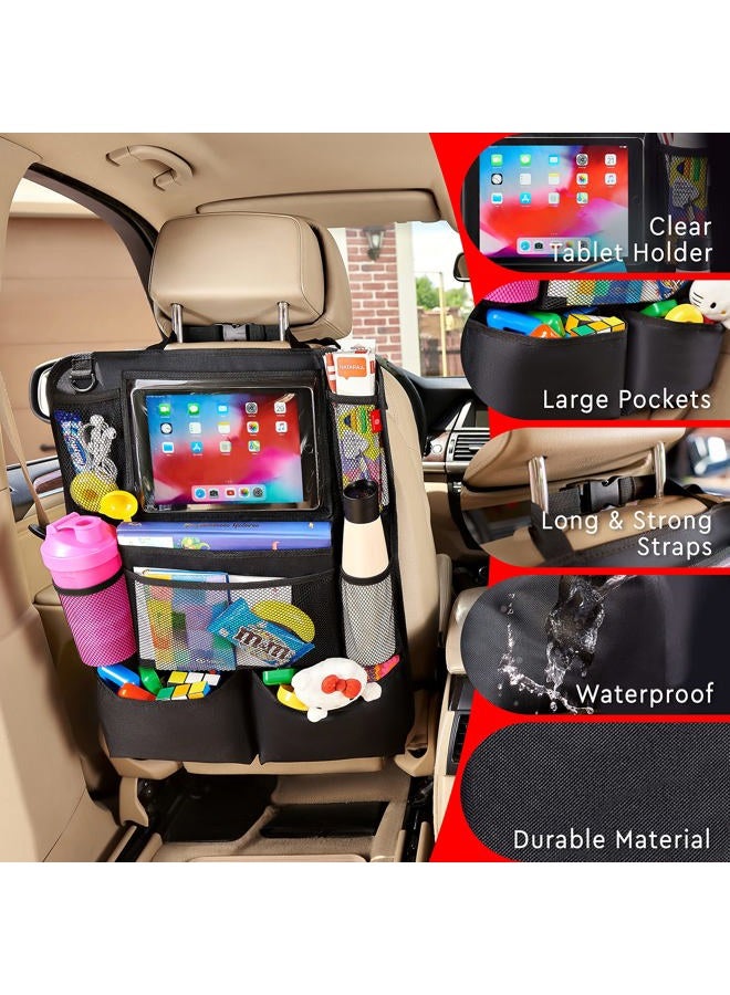 Helteko Backseat Car Organizer, Kick Mats Back Seat Protector with Touch Screen Tablet Holder, Back Seat Organizer for Kids with 9 Storage Pockets, Travel Accessories (2 Pack, Beige) - Image 4