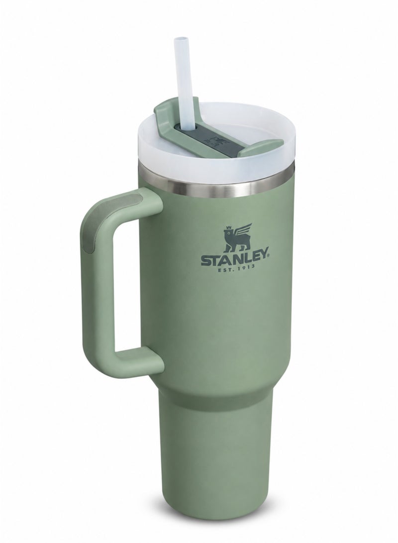 STANLEY Quencher H2.0 FlowState Tumbler 40 oz – Vacuum Insulated Stainless Steel Cup with Handle & Straw | 3-Position Lid | Cup Holder Compatible | BPA-Free | For Water, Iced Tea, Coffee, Smoothies – Green Bay Leaves - Image 2