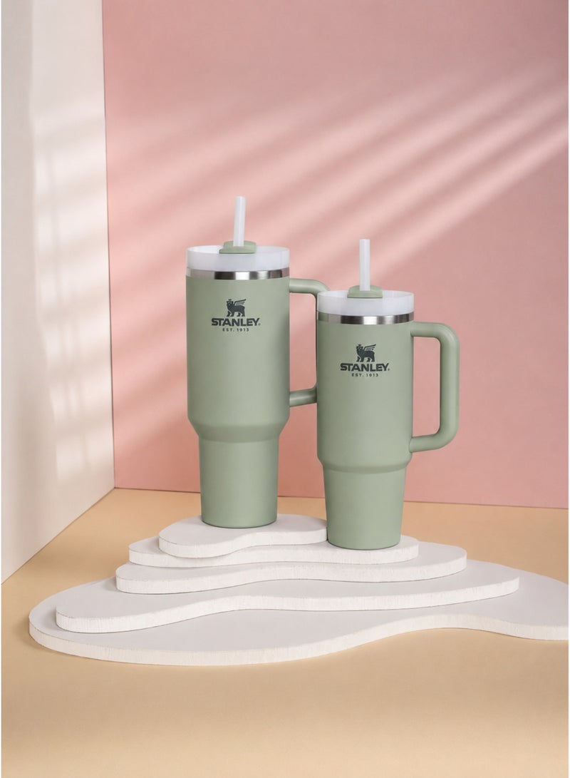 STANLEY Quencher H2.0 FlowState Tumbler 40 oz – Vacuum Insulated Stainless Steel Cup with Handle & Straw | 3-Position Lid | Cup Holder Compatible | BPA-Free | For Water, Iced Tea, Coffee, Smoothies – Green Bay Leaves - Image 5