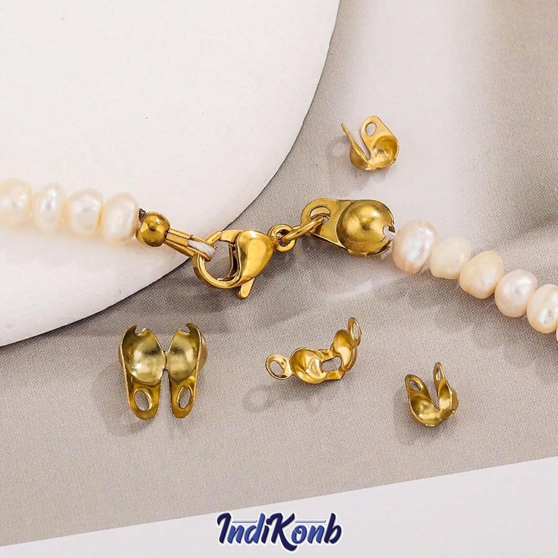 INDIKONB طقم صنع المجوهرات INDIKONB | مكونات معدنية ذهبية وفضية للحرف اليدوية، مستلزمات الخرز للقلائد، الأساور والأقراط (مكونات + أدوات) - Image 2