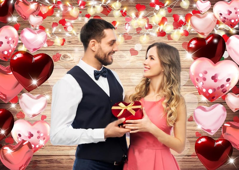 CHAIYA 8x6ft Valentine's Day Backdrop Wood Backdrop Vinyl Red Love Heart Valentine's Day Backdrops for Photography Mother's Day Party Bridal Shower Valentine Day Dessert Cake Table Decoration - Image 3
