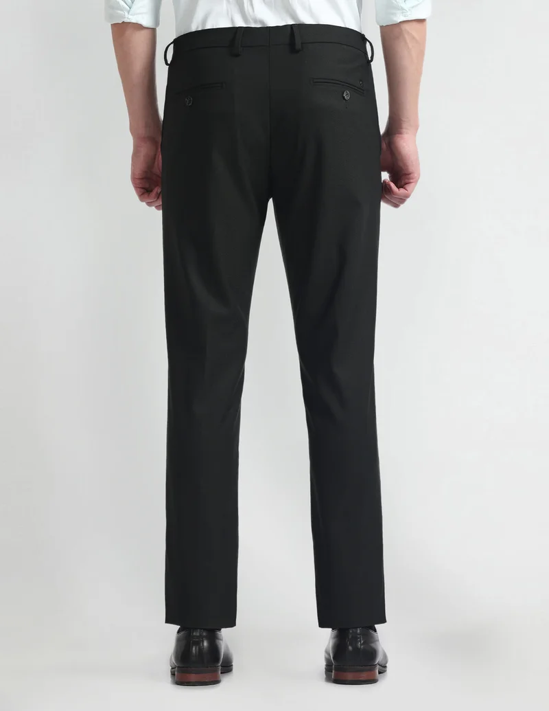 Arrow Black Slim Fit Smart Flex Trousers for Men | Best Price UAE