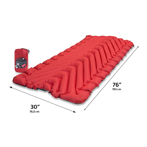 Klymit Insulated Static V Luxe Inflatable Sleeping Pad for Camping, Lightweight Hiking and Backpacking Air Bed For Cold Weather,Red - Image 2