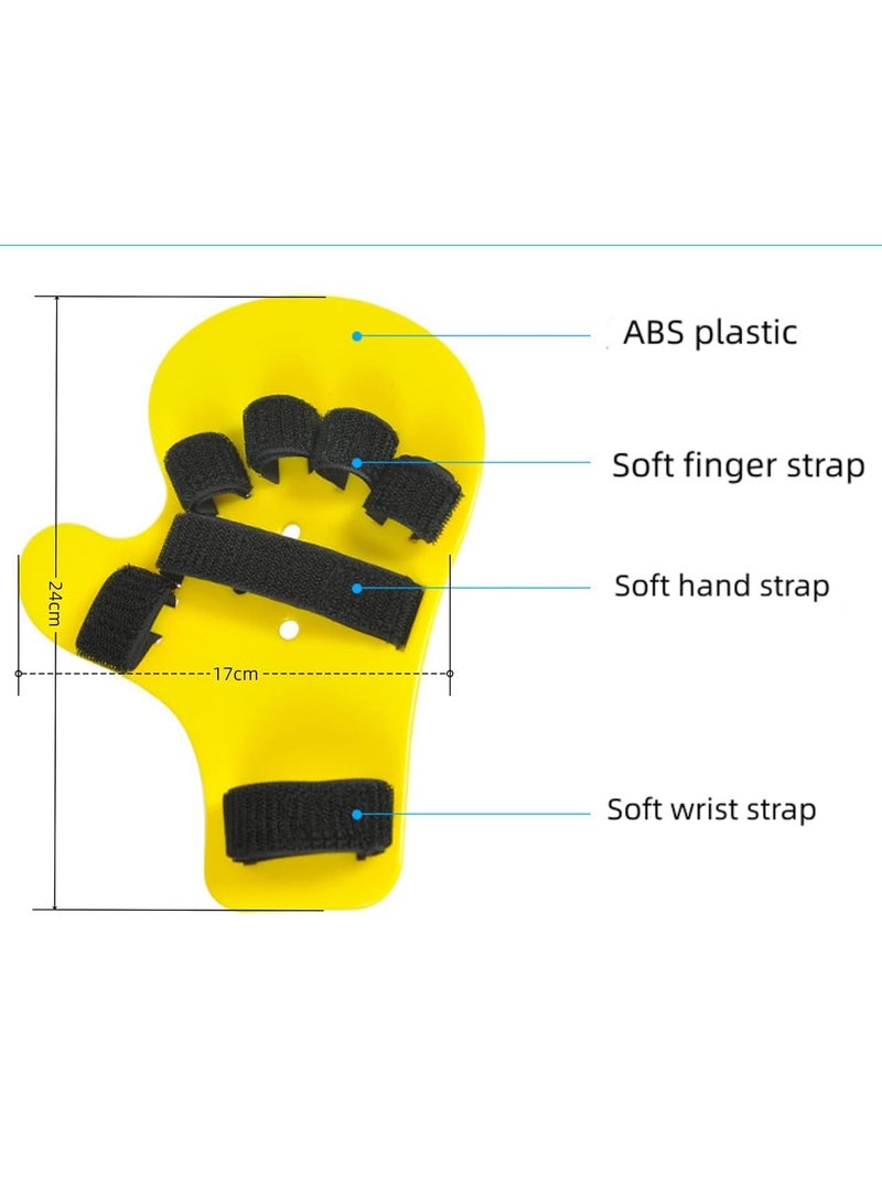ماسكابوني جبيرة اليد لتقويم إصبع الأصابع للمساعدة في إعادة التأهيل، حجم قابل للتعديل يمنع انثناء الإصبع وتشوهه، مناسب لكل من اليد اليمنى اليسرى أصفر - Image 2