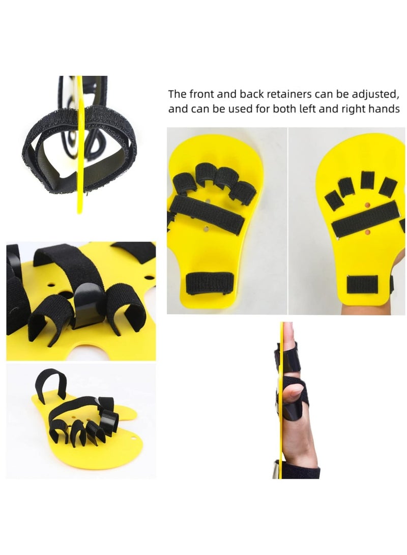 ماسكابوني جبيرة اليد لتقويم إصبع الأصابع للمساعدة في إعادة التأهيل، حجم قابل للتعديل يمنع انثناء الإصبع وتشوهه، مناسب لكل من اليد اليمنى اليسرى أصفر - Image 3