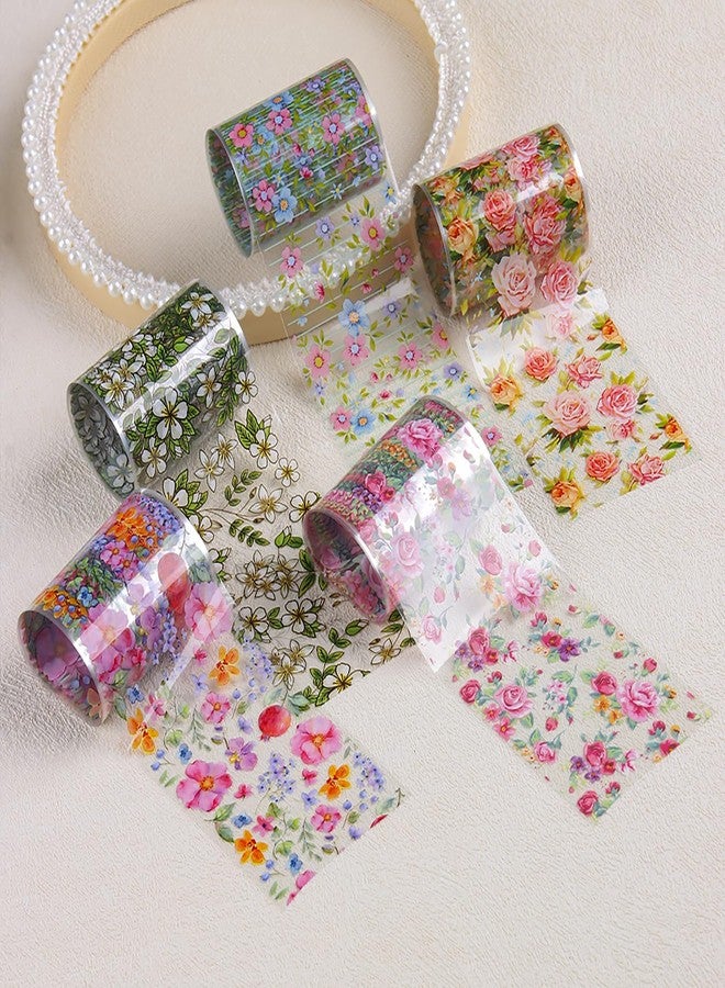 LYLYNB 10 Rolls Flowers Nail Transfer Foil Stickers Set Spring Summer Theme Nail Art Foils Decals Rose Flower Daisy Butterfly Nail Foil Transfers Cute Floral Manicure Art Supplies Decorations for Women - Image 4