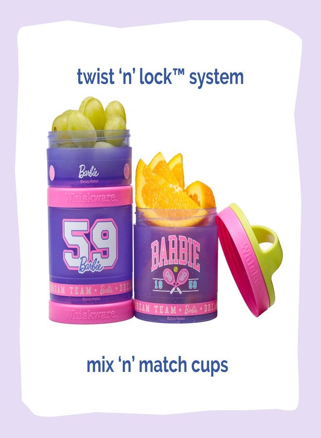 Whiskware Barbie 59 (Sports) Whiskware Stackable Snack Pack - 3 Jar + Handle - Yellow/Pink/Purple - Image 3