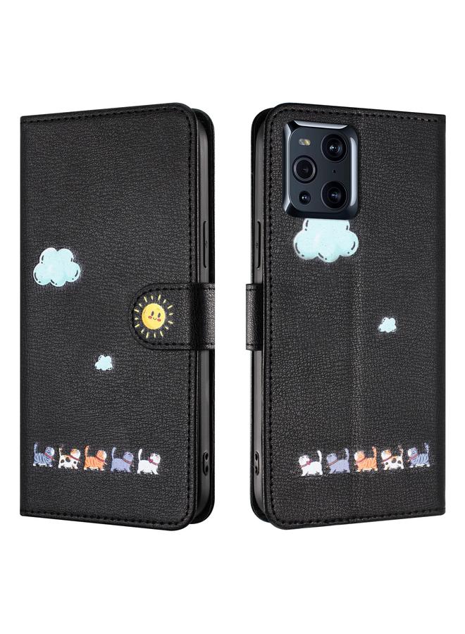 S-TOP Case For OPPO Find X3 Cartoon Cats Leather Phone Case - Image 2