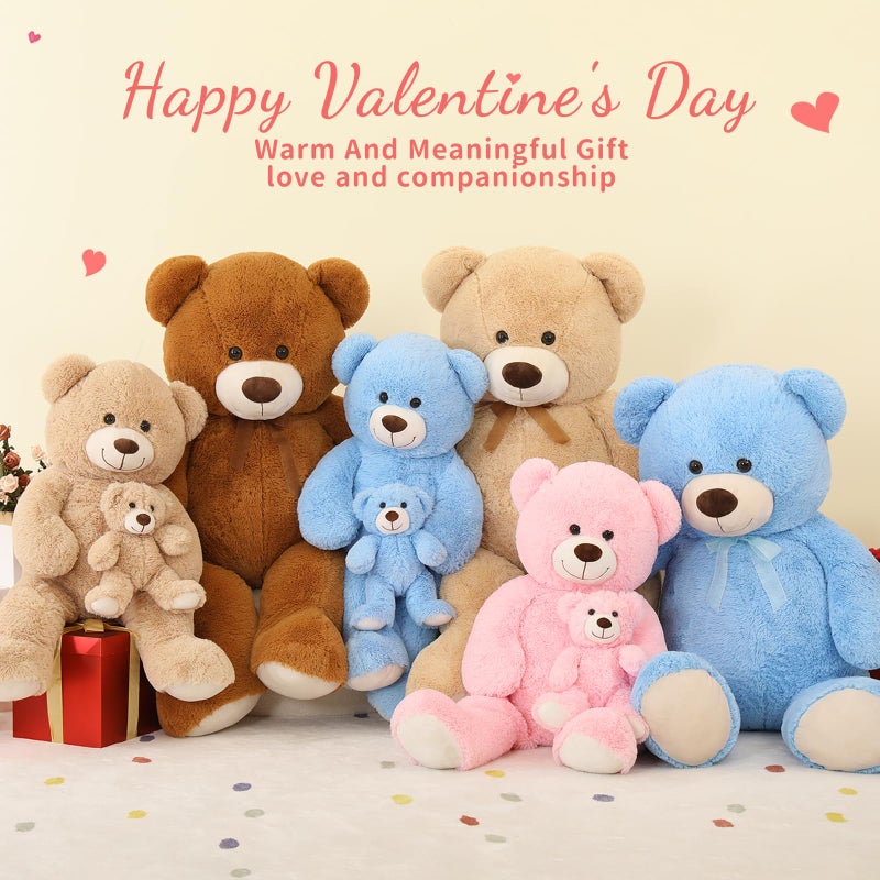 Tezituor Big Teddy Bear with Baby 39 inch Large Mommy Teddy Bear with Baby Giant Stuffed Bear for Kids Girlfriend on Mothers Day Valentine Christmas Baby Shower Pink - Image 3