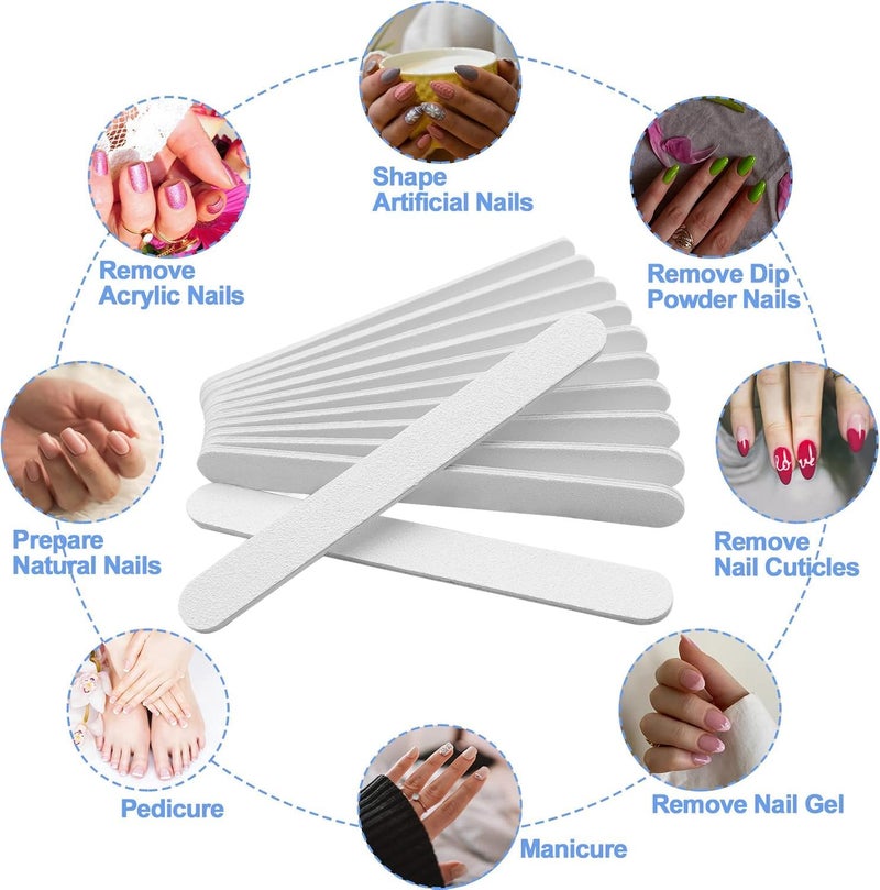 GigaGround White Nail Files (12 Pack), Professional 100/180 Grit Double-Sided Emery Boards for Natural Nails, Acrylics & Gels, Durable White Fingernail and Toenail File Kit for Manicure & Pedicure - Image 4