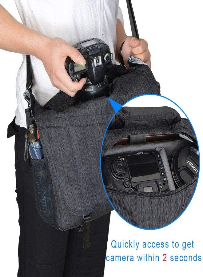 CADeN DSLR/SLR Camera Shoulder Bag with 14inch Laptop Compartment, Camera Messenger Bag with Tripod Holder Rain Cover Waterproof, Compatible for Canon Nikon Sony Mirrorless Cameras Black - Image 4