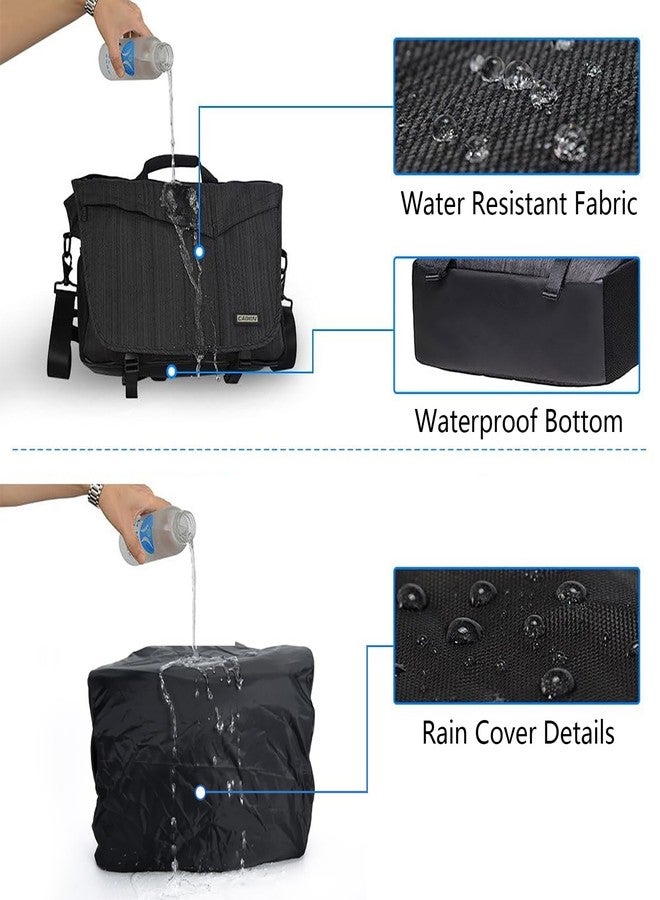CADeN DSLR/SLR Camera Shoulder Bag with 14inch Laptop Compartment, Camera Messenger Bag with Tripod Holder Rain Cover Waterproof, Compatible for Canon Nikon Sony Mirrorless Cameras Black - Image 5
