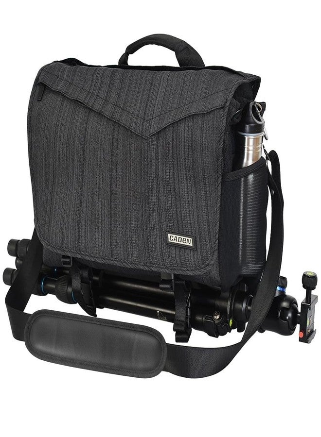 CADeN DSLR/SLR Camera Shoulder Bag with 14inch Laptop Compartment, Camera Messenger Bag with Tripod Holder Rain Cover Waterproof, Compatible for Canon Nikon Sony Mirrorless Cameras Black - Image 1