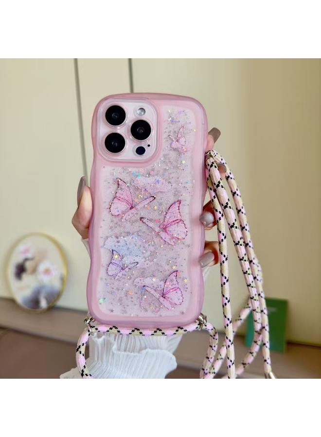 S-TOP Case For iPhone 12 Pro Max Crossbody Wave Edge Butterfly TPU Phone Case - Image 1