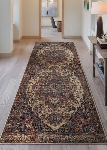 Bloom Rugs Washable 12 ft Runner - Beige/Terracotta Traditional Runner for Entryway, Hallway, Bathroom, and Kitchen - Exact Size: 2.5' x 12' - Image 2