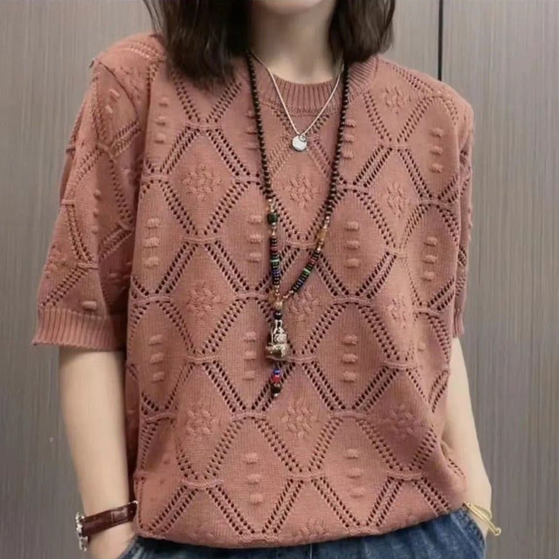 Fashionable Loose-Fit Round-Neck Tee 2164 lotus root starch 