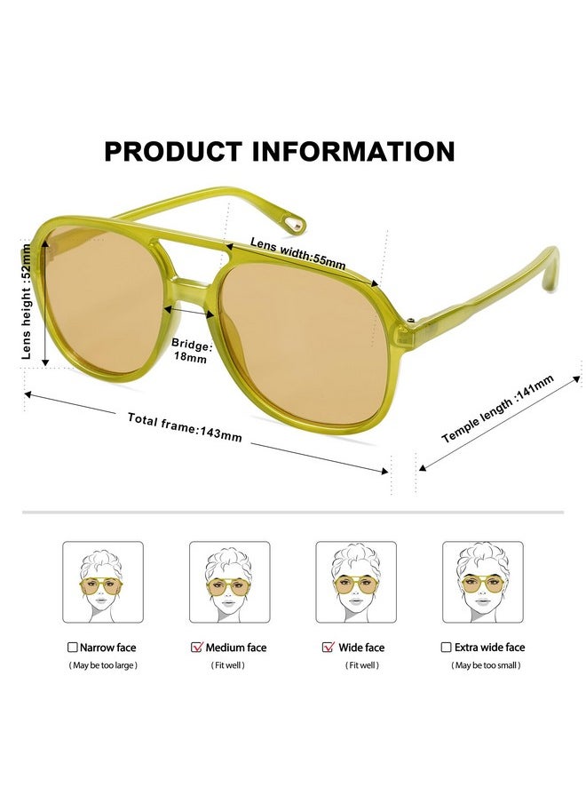 Sojos Retro Polarized Aviator Sunglasses For Women Men Classic 70S Vintage Trendy Square Aviators Sj2174, Olive Green/Brown  - Image 4