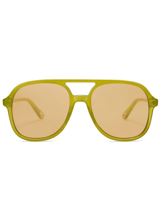 Sojos Retro Polarized Aviator Sunglasses For Women Men Classic 70S Vintage Trendy Square Aviators Sj2174, Olive Green/Brown  - Image 1