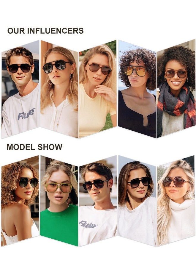 Sojos Retro Polarized Aviator Sunglasses For Women Men Classic 70S Vintage Trendy Square Aviators Sj2174, Olive Green/Brown  - Image 3