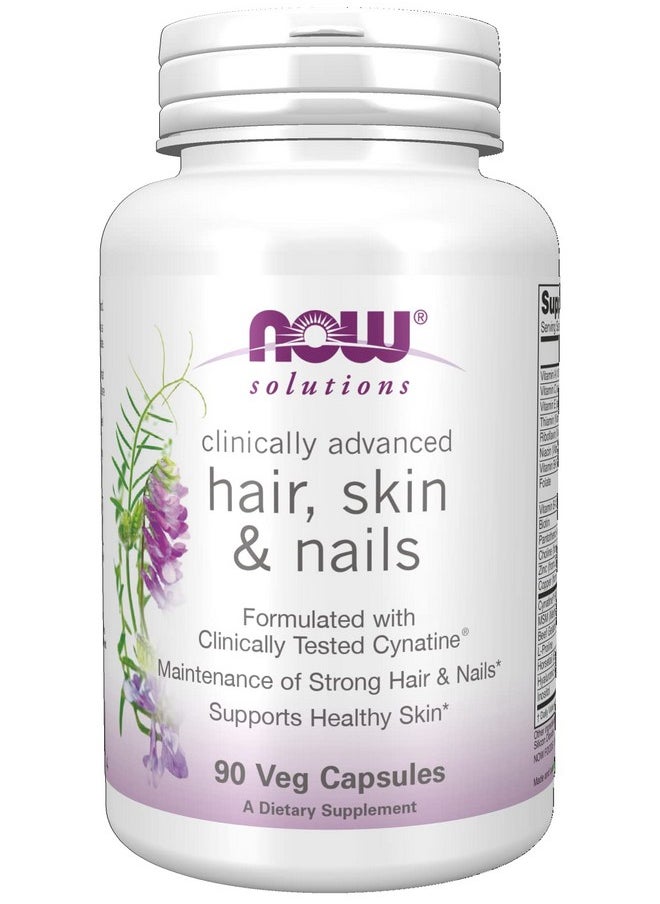 now - Solutions Hair Skin And Nails Clinically Advanced Support With Clinically Tested Cynatine 90 Veg Capsules - Image 1