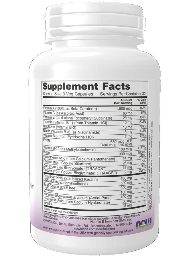 now - Solutions Hair Skin And Nails Clinically Advanced Support With Clinically Tested Cynatine 90 Veg Capsules - Image 1