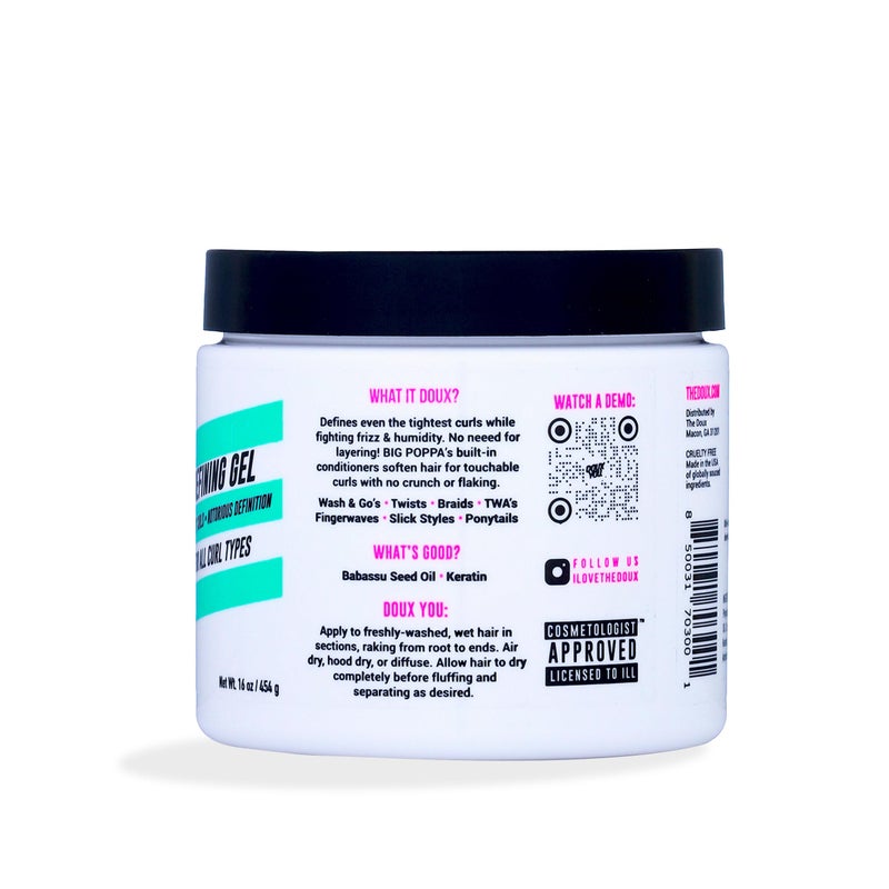 The Doux BIG POPPA Curl Defining Gel for Curly Hair â€“ Frizz Control Styling Gel with Babassu Oil for Long-Lasting Shine & Soft Hold â€“ Non-Crunch Hair Gel for Women, Coils, Waves & Curls - Image 2