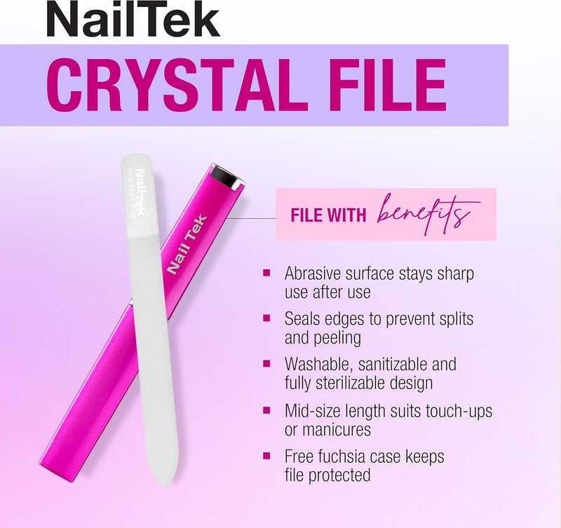 Nail Tek Crystal Files - Medium 5" Nail File with Fuchsia Companion Case - Image 3