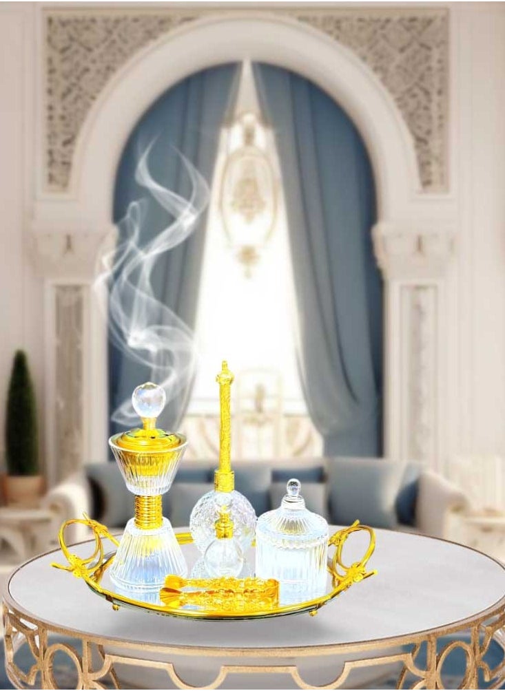 Bakhoor BoSidin Elegant Design Glass Incense Burner Set Arabic Oud Holder for Home and Office Fragrance  - Image 4
