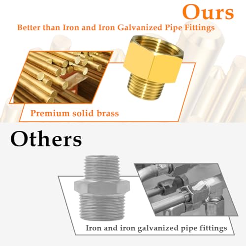 MARRTEUM Brass Pipe Fitting Adapter 1/2" NPT Male to 3/4" NPT Female Reducer Connector, 2pcs - Image 4