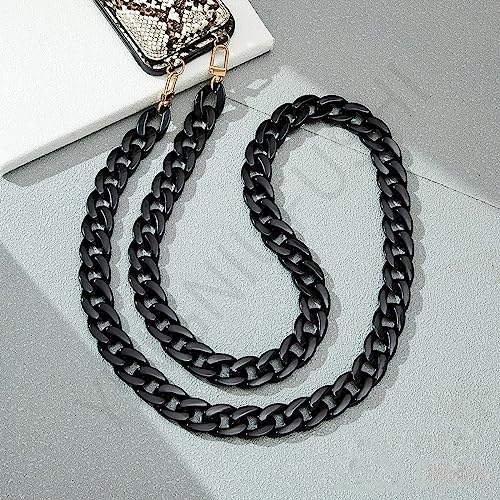 AUMEY 40 Inches DIY Resin Bag Strap Plastic Ladies Bag Chain Shoulder Cross Body Bag Handbag Purse Replacement Chain Strap (Black) - Image 3
