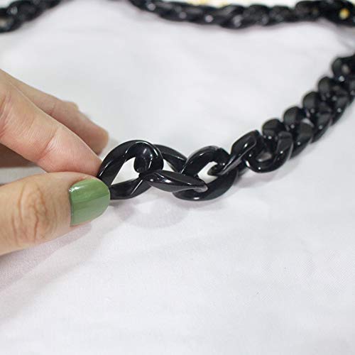 AUMEY 40 Inches DIY Resin Bag Strap Plastic Ladies Bag Chain Shoulder Cross Body Bag Handbag Purse Replacement Chain Strap (Black) - Image 2