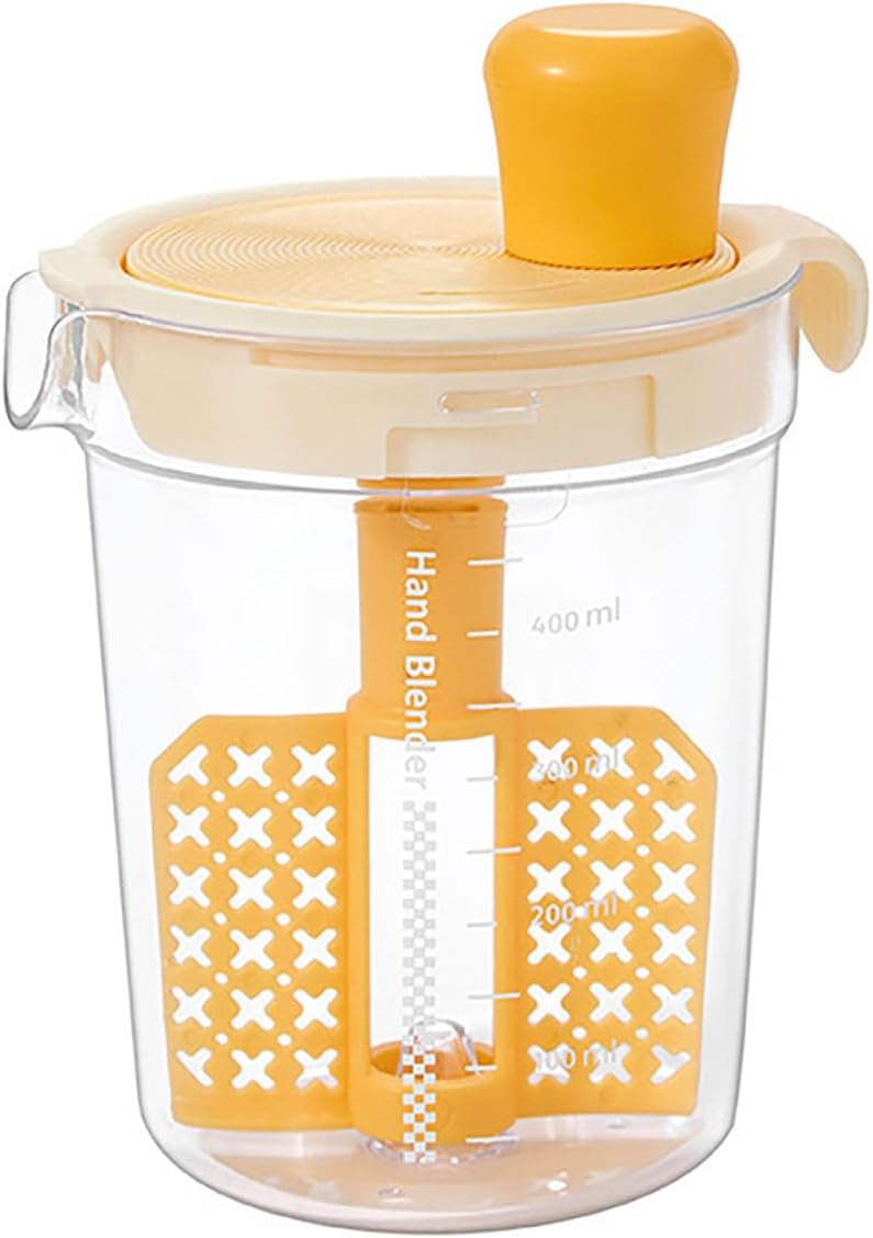 halteoly Salad Dressing Shaker Bottle, Salad Dressing Mixer Cup, Egg Liquid Mixing Cup, Manual Mixing Tool for kitchen,vinaigrette dressing bottle (Yellow) - Image 1