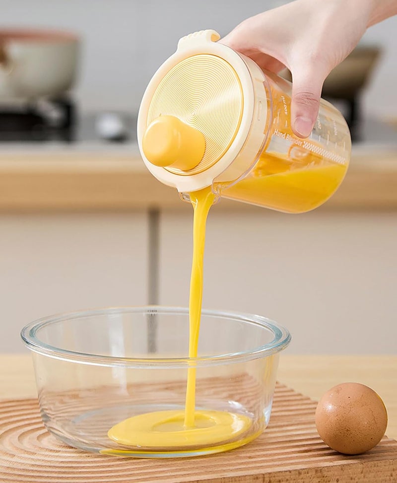 halteoly Salad Dressing Shaker Bottle, Salad Dressing Mixer Cup, Egg Liquid Mixing Cup, Manual Mixing Tool for kitchen,vinaigrette dressing bottle (Yellow) - Image 3