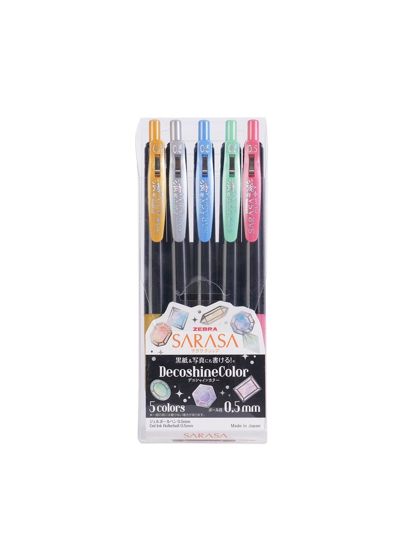 زيبرا ساراسا أقلام جل 0.5 ملم ، صبغة مائية ، مستلزمات المدرسة والمكتب ، لتدوين اليوميات ، وتدوين الملاحظات ، والرسم ، مجموعة من 5 الوان - Image 1