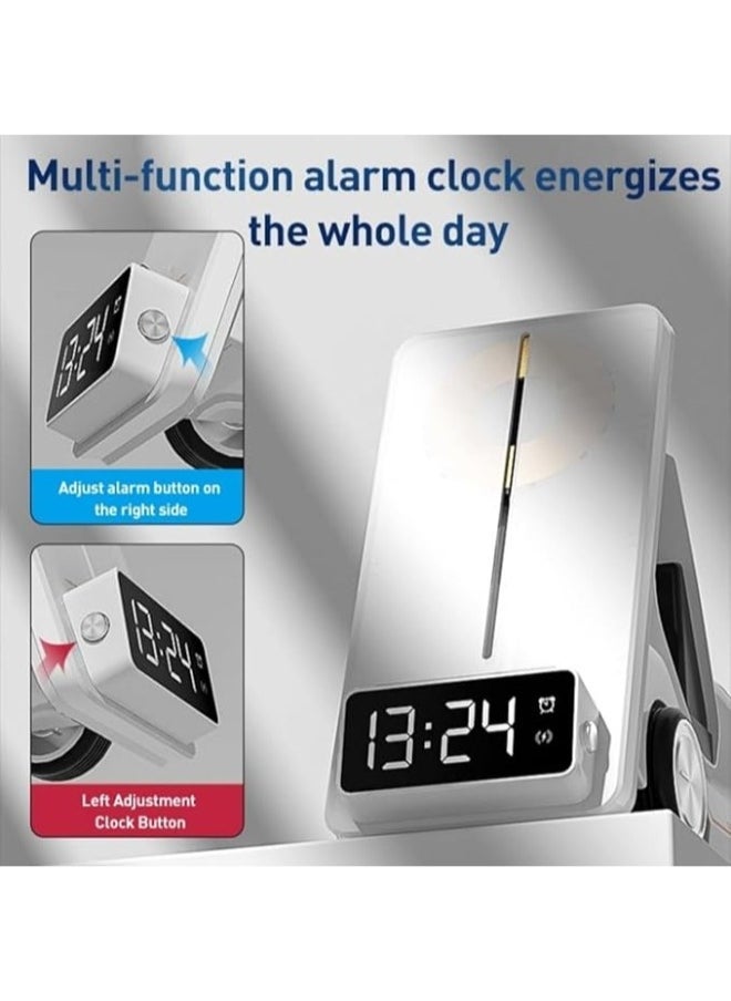 TIGER 5 in 1 Wireless Charging Station Desktop Wireless Fast Charging Stand for Mobile Phone/Headset/Watch Charging with Bright Lights Multi-Function Alarm Clock - Image 4