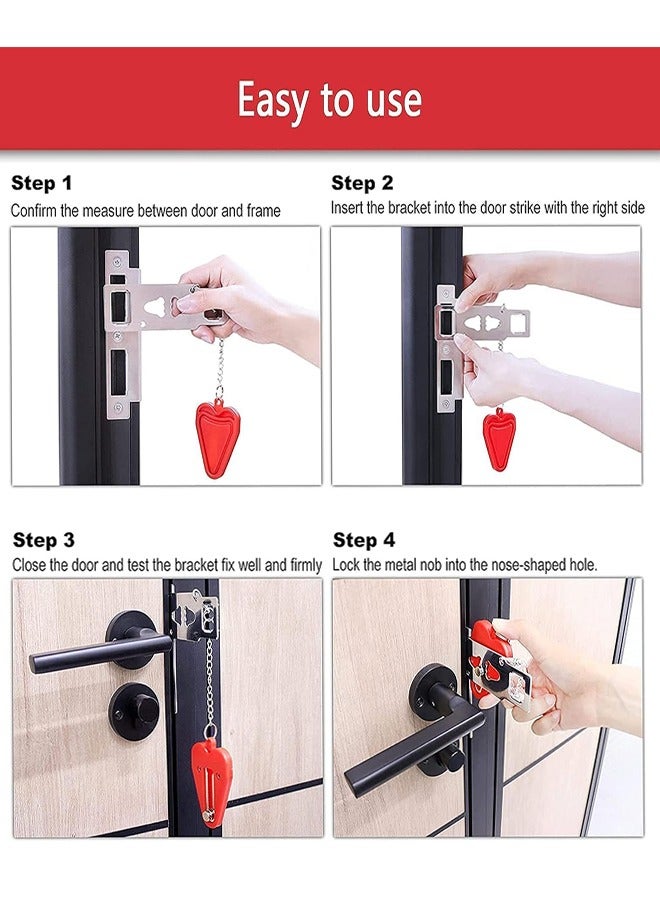 Portable Door Lock & Door Stop Alarm Set, Dual Protection Home Security Door Kit 120 dB Travel Door Stopper Door Wedge Alarm with 3 Levels Sensitivity for Traveling Hotel Home - Image 3