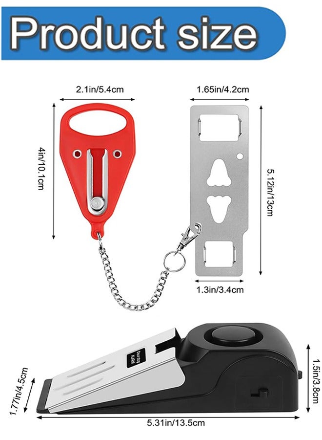 Portable Door Lock & Door Stop Alarm Set, Dual Protection Home Security Door Kit 120 dB Travel Door Stopper Door Wedge Alarm with 3 Levels Sensitivity for Traveling Hotel Home - Image 4