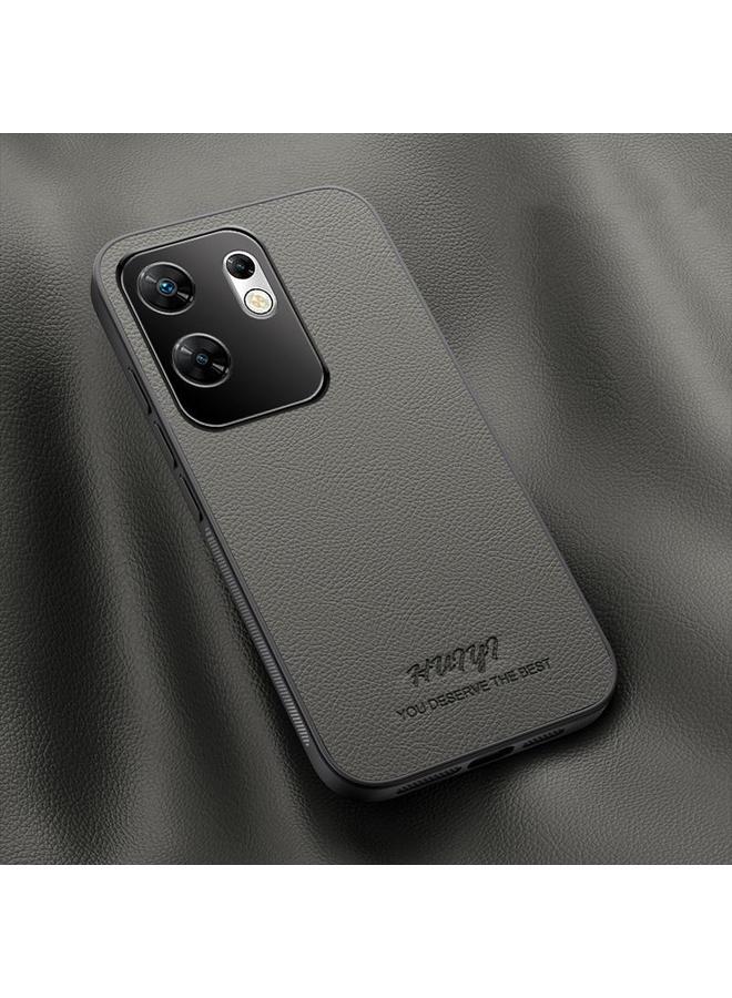 جراب هاتف مغناطيسي جلدي من HUIYI لهاتف Infinix Zero 30 4G (رمادي)