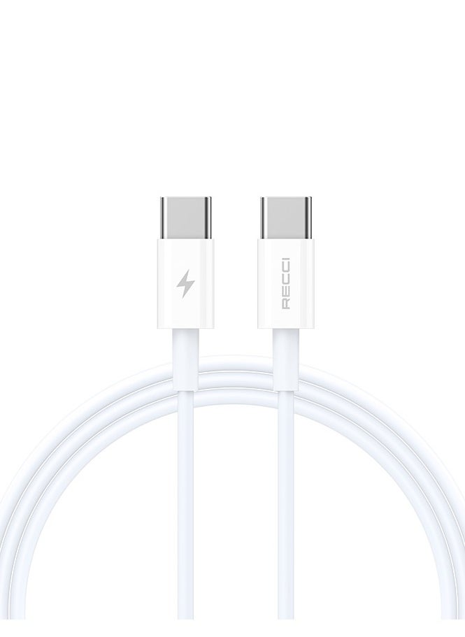 Recci Type C to Type C Cable PD 65W Fast Charging Cord Series 1M White USB C Data Cord Durable and Anti Swing Compatible for iPhone15/16 Series Macbook Samsung Galaxy S24 Huawei Xiaomi  - Image 1