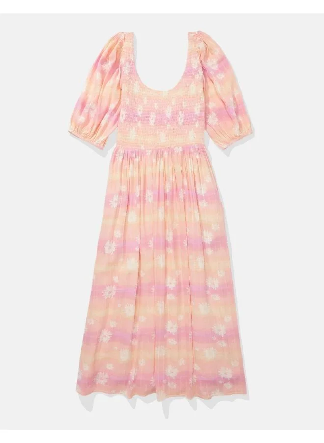 امريكان ايجل Floral Smocked Midi Dress