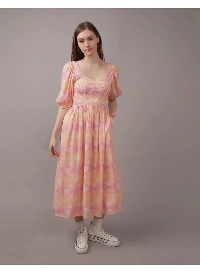 American Eagle Floral Smocked Midi Dress